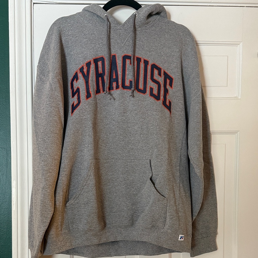 Russell Athletic Gray Syracuse Pullover Hoodie with Navy & Orange Logo